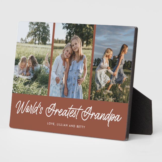 World’s Greatest Grandpa Rust 3 Photo Plaque (Side)