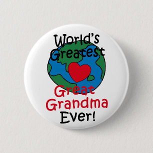 World’s Greatest Great Grandma Heart 6 Cm Round Badge
