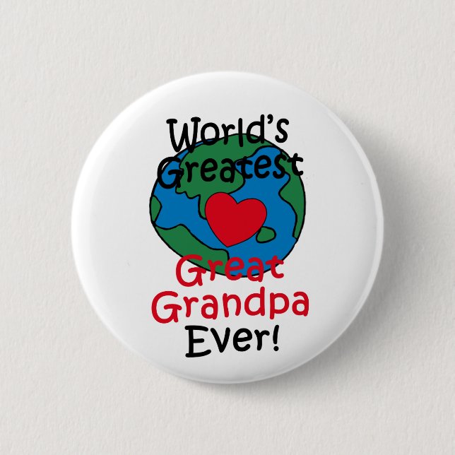 World’s Greatest Great Grandpa Heart 6 Cm Round Badge (Front)