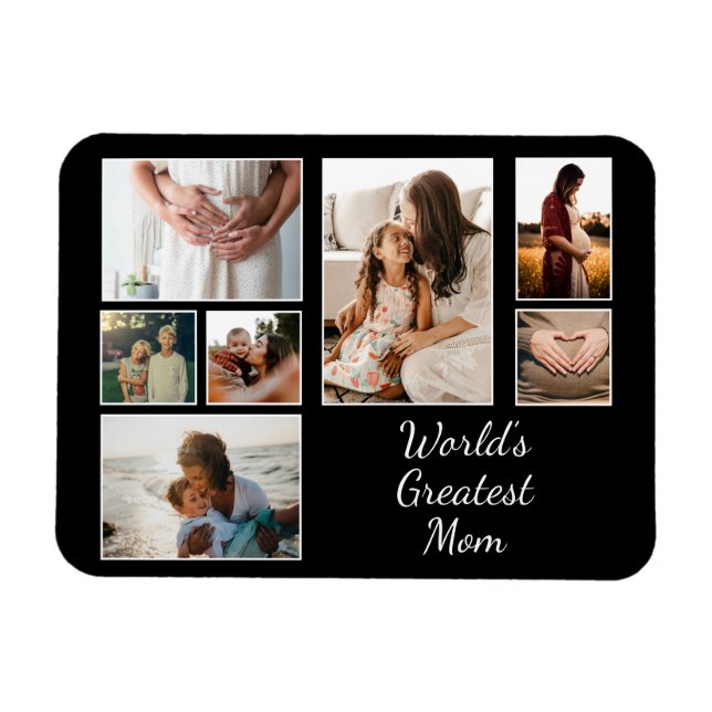 World’s Greatest Mom Family Child 7 Photo Collage Magnet (Horizontal)