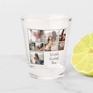 World’s Greatest Mum Family Child 7 Photo Collage Shot Glass