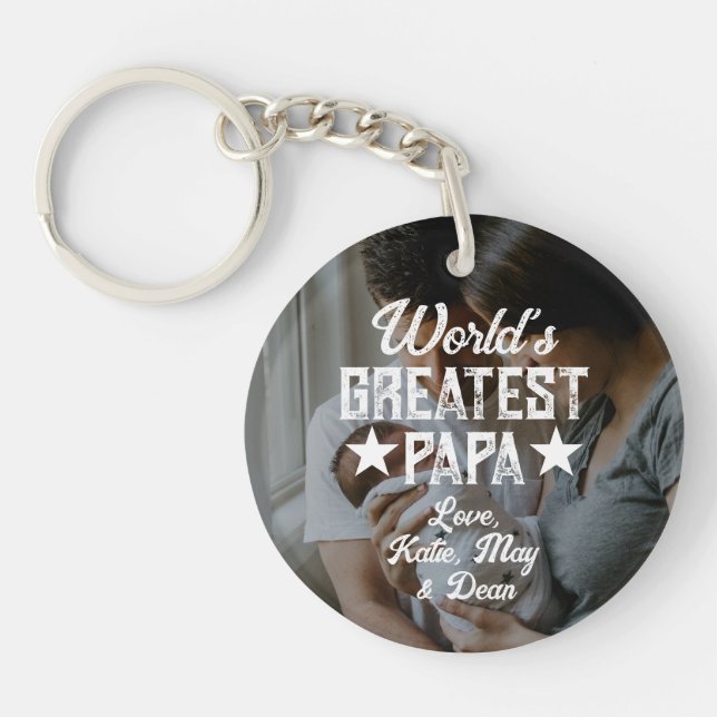 World’s Greatest Papa Photo Father’s Day Key Ring (Front)