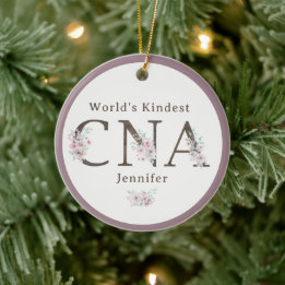 World’s Kindest CNA Floral Christmas Ceramic Tree Decoration