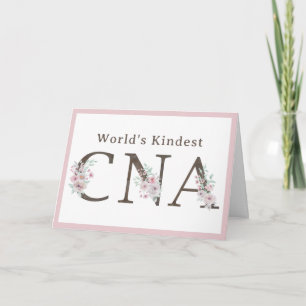 World’s Kindest CNA Floral Christmas Thank You Card