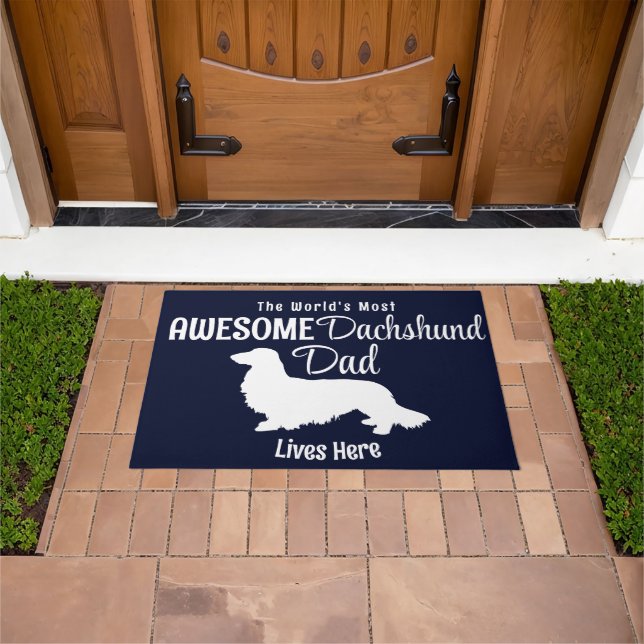 World’s Most Awesome Long-Haired Doxie Dad Doormat (Outdoor)