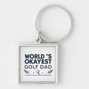 World’s Okayest Golf Dad Vintage Emblem Key Ring