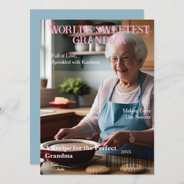 World’s Sweetest Grandma' Magazine Cover card (Front/Back)