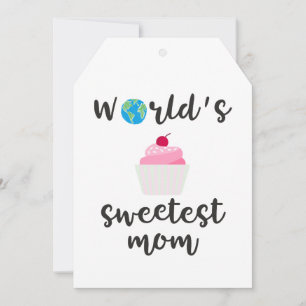 World´s Sweetest Mum Quote Cupcake in Pink Holiday Card