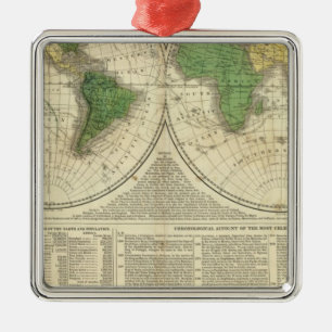 World shown as two hemispheres metal tree decoration