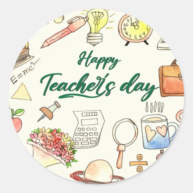 World Teachers Day Classic Round Sticker (Front)