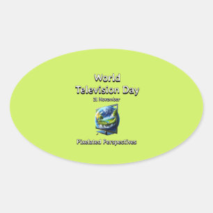 World Television Day. Pixelated Perspectives Oval Sticker