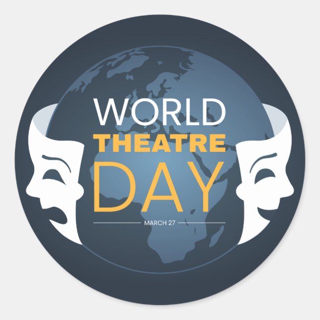 World Theatre Day Classic Round Sticker (Front)