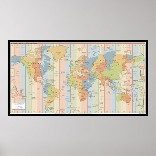 world time zone map poster zazzlecouk