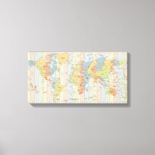 World Time Zones Map Canvas Print (Front)