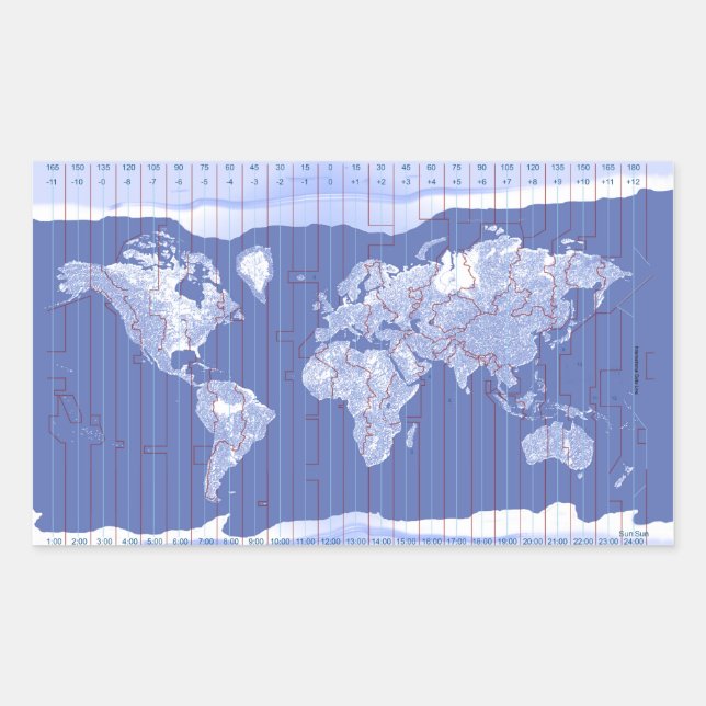 World Time Zones Map Rectangular Sticker (Front)