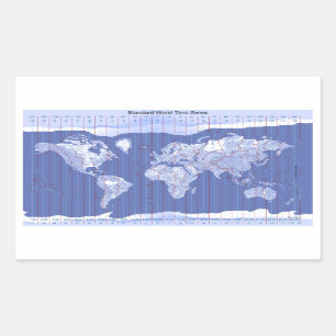 World Time Zones Map Rectangular Sticker