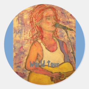 World Tour acoustic girl Classic Round Sticker