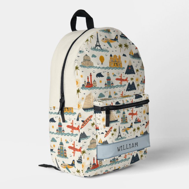 World Tour And Travel Kids Back To School Printed Backpack (Back Corner Left)