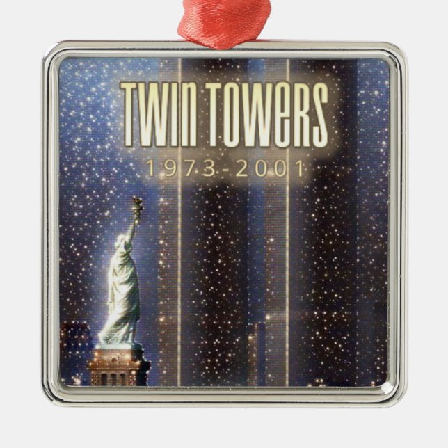 World Trade Center twin towers stylized Metal Tree Decoration (Front)