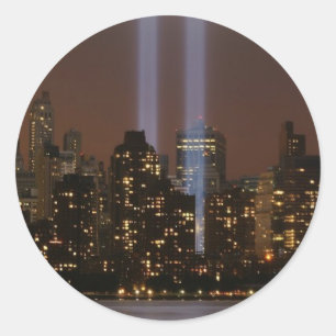 World trade centre tribute in light in New York. Classic Round Sticker