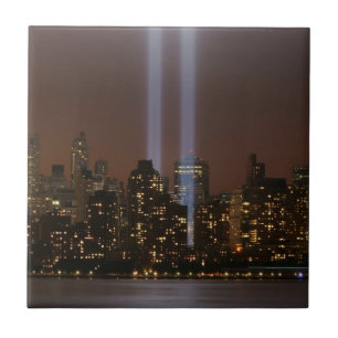 World trade centre tribute in light in New York. Tile