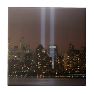 World trade centre tribute in light in New York. Tile