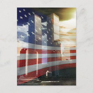 World Trade Centre with Flag Postcard