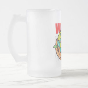 World – Travel Adventure Globe Design Frosted Glass Beer Mug