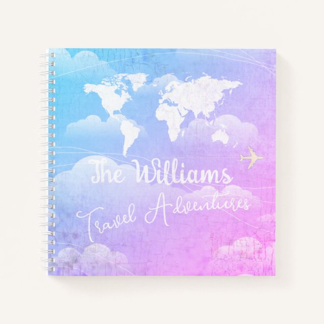 World Travel Adventures Sky Blue Clouds Notebook (Front)