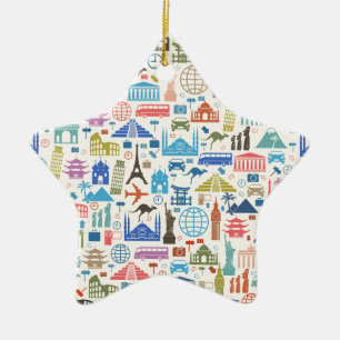 world travel ceramic tree decoration