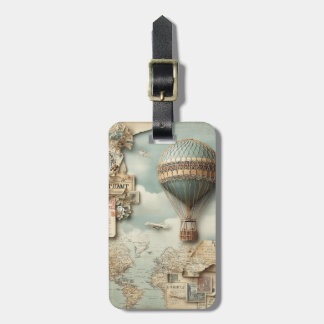 World Travel Hot Air Balloon Luggage Tag