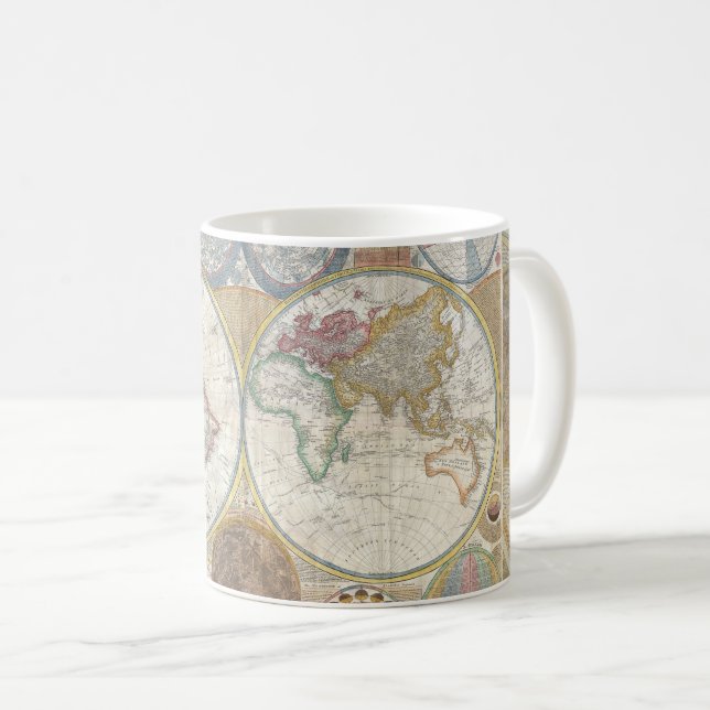 World Travel Map Antique Vintage Coffee Mug (Front Right)