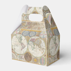 World Travel Map Antique Vintage Favour Box