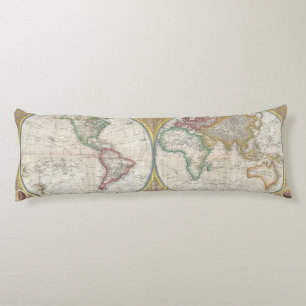 World Travel Map Antique Vintage Geography Body Cushion