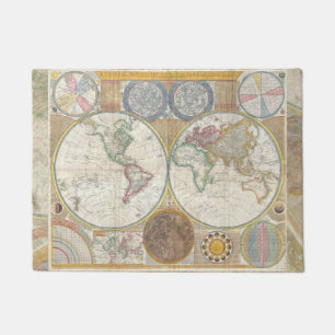 World Travel Map Antique Vintage Geography Doormat