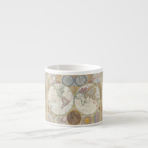 World Travel Map Antique Vintage Geography Espresso Cup