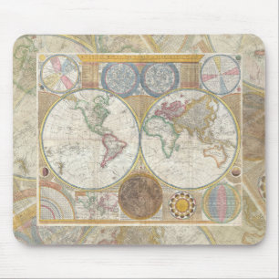 World Travel Map Antique Vintage Geography Mouse Mat