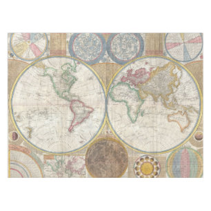 World Travel Map Antique Vintage Geography Tablecloth