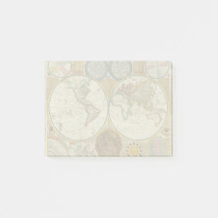 World Travel Map Antique Vintage Post-it Notes