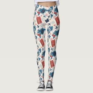 World Travel Map Pattern Leggings