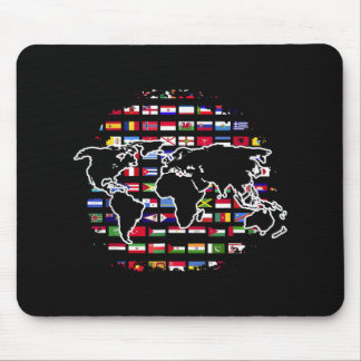 World Travel Map World Map International Flags Mouse Mat