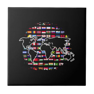 World Travel Map World Map International Flags Tile
