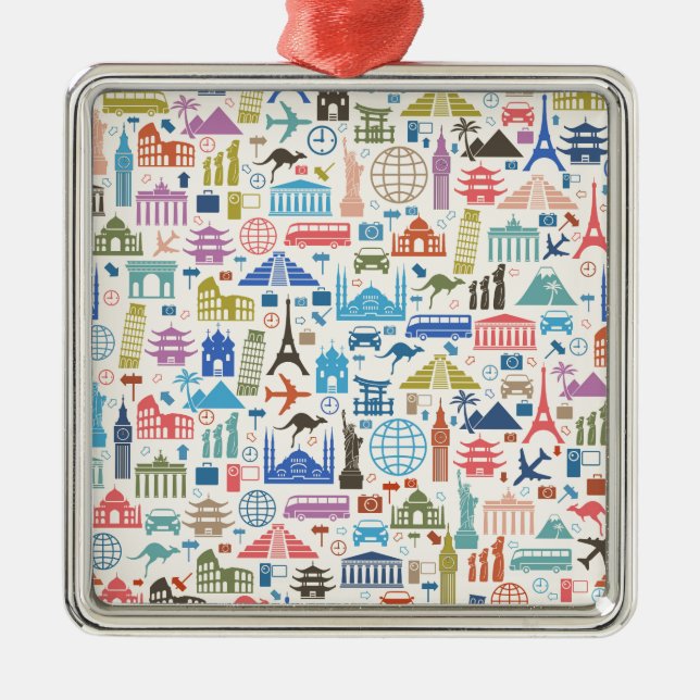 world travel metal tree decoration (Front)