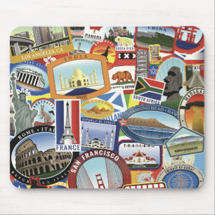 World Travel Pattern Mouse Mat