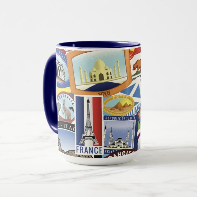 World Travel Pattern Mug (Front Left)