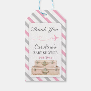 World Travel Pink Baby Girl Shower Sprinkle Favour Gift Tags
