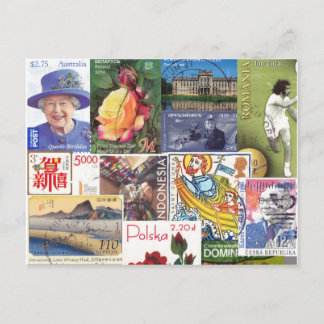 World Travel Stamps (Collage) Postcard