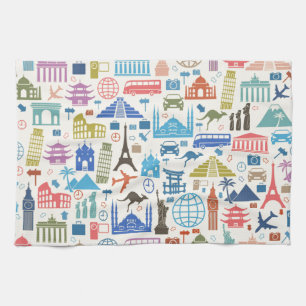 world travel tea towel