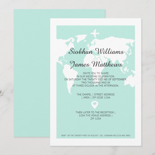 World Travel Wedding Invitation (Front/Back)