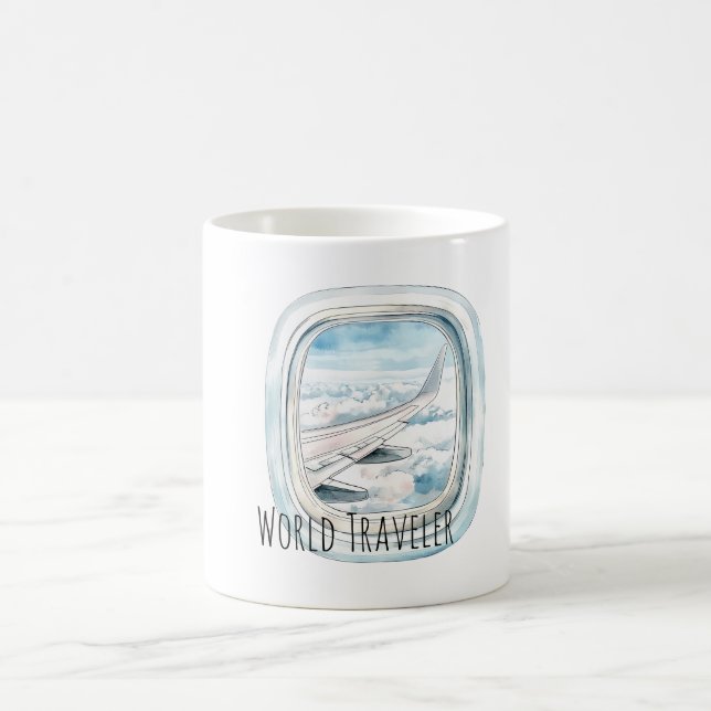 World Travel Window Airplane Coffee Mug (Center)